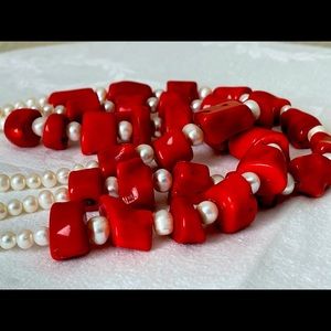 Stunning southwest coral and freshwater necklace